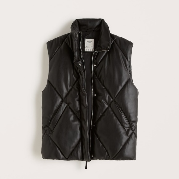 Abercrombie & Fitch Jackets & Blazers - A&F Oversized Vegan Leather Quilted Vest | XS
